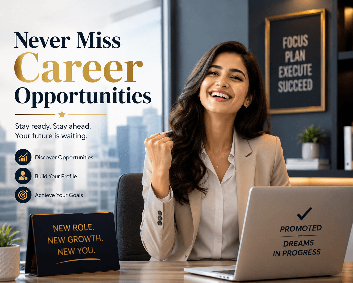 Never miss career opportunities — discover opportunities, build your profile, and achieve your goals with your career desk.